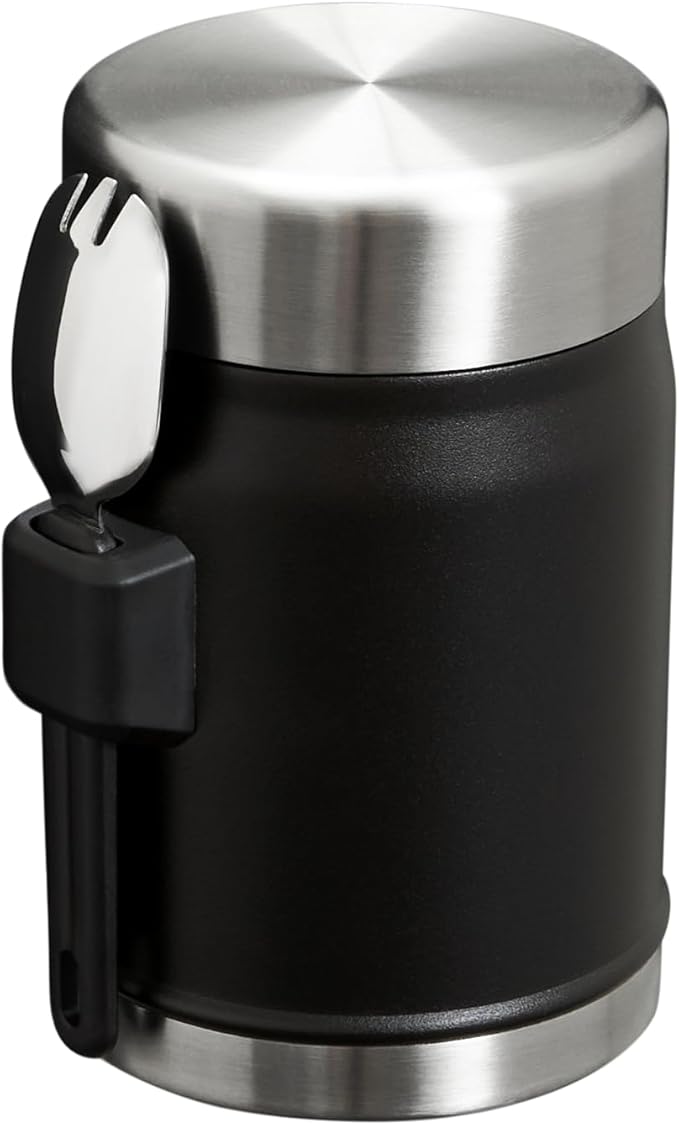 STANLEY Classic Food Jar and Spork | Vacuum Insulated Food Container | Wide Mouth Screw On Lid | Packable for Travel | Stainless Steel with Leakproof Lid | BPA-Free