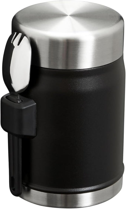 STANLEY Classic Food Jar and Spork | Vacuum Insulated Food Container | Wide Mouth Screw On Lid | Packable for Travel | Stainless Steel with Leakproof Lid | BPA-Free