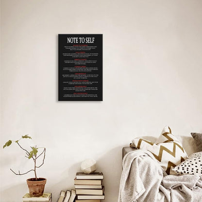 WYJDFART Inspirational Canvas Poster NOTE TO SELF Motivational Wall Art Decor for Office Living room Bedroom Home Printed Modern Artwork Framed Ready to Hang [12" W X 18" H]