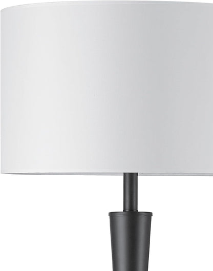 Globe Electric 67224 70" Floor Lamp, Matte Black Finish, White Fabric Shade, Modern Tapered Frame, E26 Base, Contemporary Living Room and Bedroom Lighting