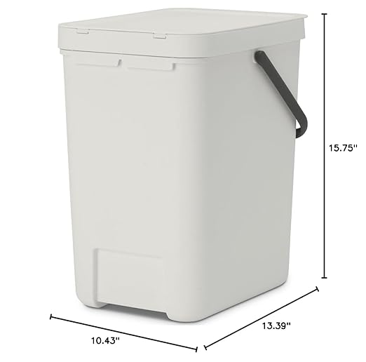 Brabantia Sort & Go Kitchen Recycling Bin | M / 6.6 Gal / 25L | Light Gray | Removable Stay-Open Lid, Carry Handle | Trash Can for Bottles, Cans, Paper, Glass | Wall-Mounting Bracket Sold Separately