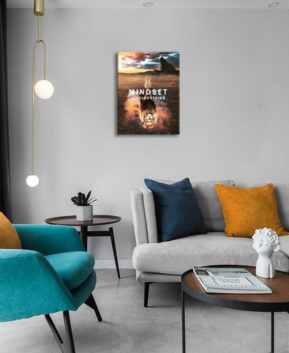 Inspirational Canvas Wall Art Office Motivational Posters Mindset is Everything Success Pictures Positive Quotes Prints Artwork for Teen Bedroom Living Room Home Decor Framed[18" W x 24" H]