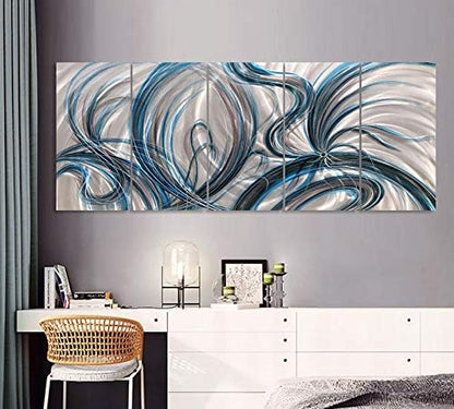 Yihui Arts Abstract Metal Wall Art for Living Room Contemporary Artwork Pictures Home Decor