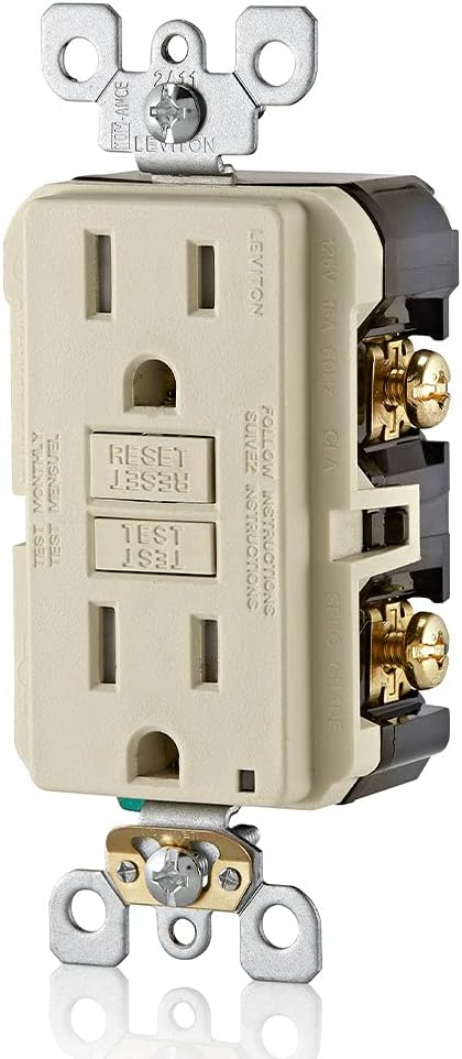 Leviton GFCI Outlet, 15 Amp, Self Test, Tamper-Resistant with LED Indicator Light, Protection from Electric Shock and Electrocution, GFTR1-T, Light Almond