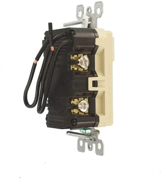Leviton GFCI Combination Outlet with Switch, 15 Amp, Self Test, Tamper-Resistant with LED Indicator Light, Saves Space, GFSW1-I, Ivory