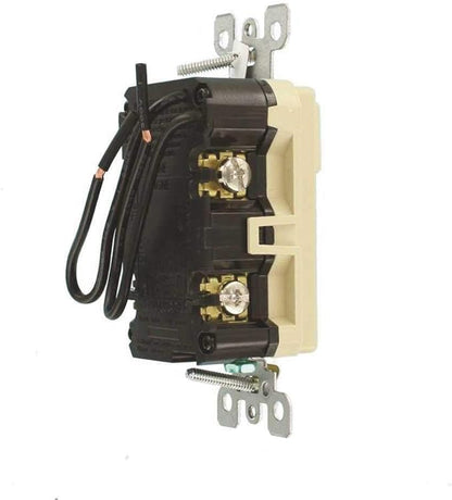 Leviton GFCI Combination Outlet with Switch, 15 Amp, Self Test, Tamper-Resistant with LED Indicator Light, Saves Space, GFSW1-I, Ivory