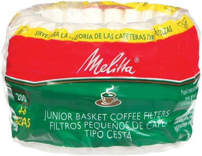 Melitta Junior Basket Coffee Filters 200-Count, White, 4-6 Cups (Pack of 3)