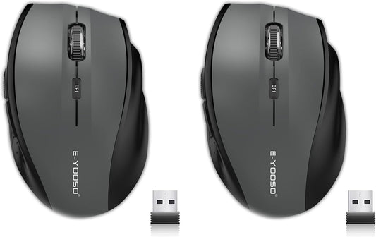 E-YOOSO Wireless Mouse for Laptop, Portable Optical Computer Mouse, 6 Buttons, Cordless 2.4GHz with USB Receiver, 5-Level 4800 DPI, 18 Months Battery Life for PC Chromebook Windows Mac