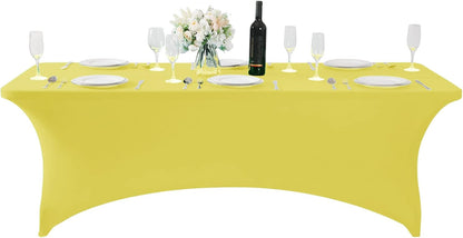 Spandex Table Cover for 8FT or 4ft or 6ft Table Universal Fitted Stretch Tablecloth for Party, Banquet, Wedding and Events-Yellow
