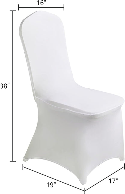 SUPERO Waterproof Spandex Chair Cover 25PCS, Stretch Dining Chair Covers, Polyester Outdoor Chair Covers, Protector Stretch Chair Cover for Party Universal, Banquet, Wedding Event, Hotel(White)