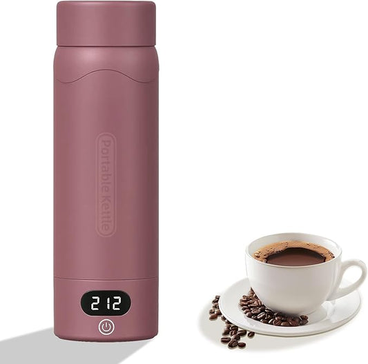 Travel Electric Kettle Portable Mini Kettle,316 Stainless Steel 16.91Oz,Small Hot Water Boiler with 4 Temperature Settings,Fast Boiling Water with Auto Shut-Off and Boil Dry Protection(Cranberry)
