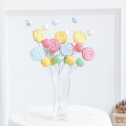 2Pcs Christmas Tree Picks Branch Decorations Macaron Topper Ornaments Candy Spray Picks Twigs Stems for Xmas Wreath Decoration New Year Party