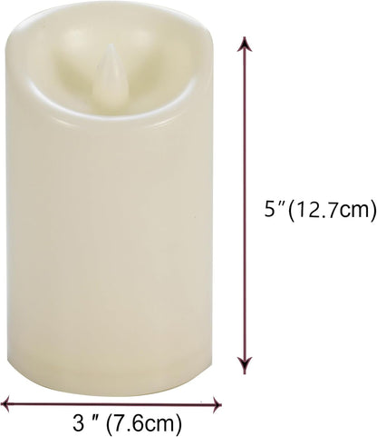 CANDLE CHOICE Waterproof Outdoor Battery Operated Flameless Candles with Timer Flickering Plastic Resin Electric LED Pillar Lights for Lantern Patio Garden Wedding Party Decorations 3x5 Inches 2 Pack