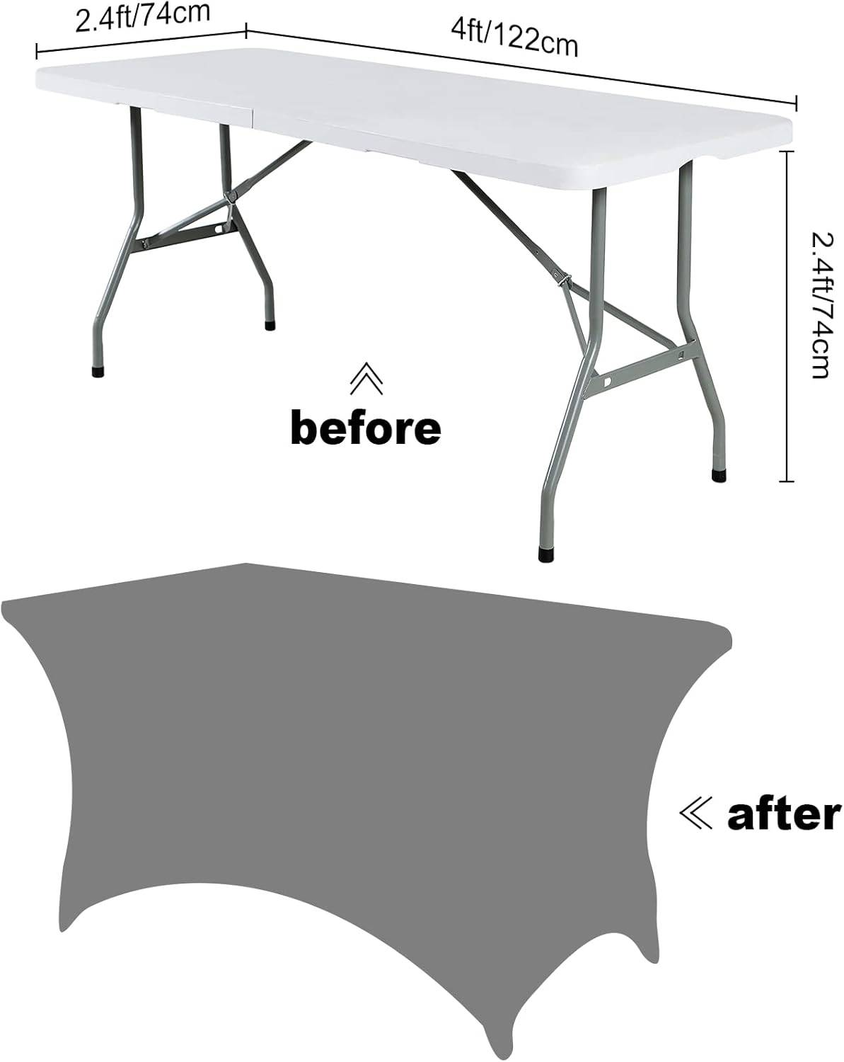 SuperO 2Pack Waterproof Spandex Table Cover for 4FT Table Universal Fitted Stretch Tablecloth for Party, Banquet, Wedding and Events-Purple