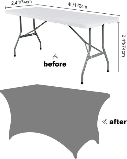 SuperO 2Pack Waterproof Spandex Table Cover for 4FT Table Universal Fitted Stretch Tablecloth for Party, Banquet, Wedding and Events-Purple