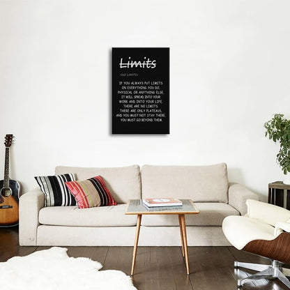 Motivational Wall Art Printed Modern Artwork ‘There are no limits’ from Bruce Lee's Inspirational Quotes Poster Canvas for Office living room Bedroom Home Decor Framed Ready to Hang[24" W X 36" H]