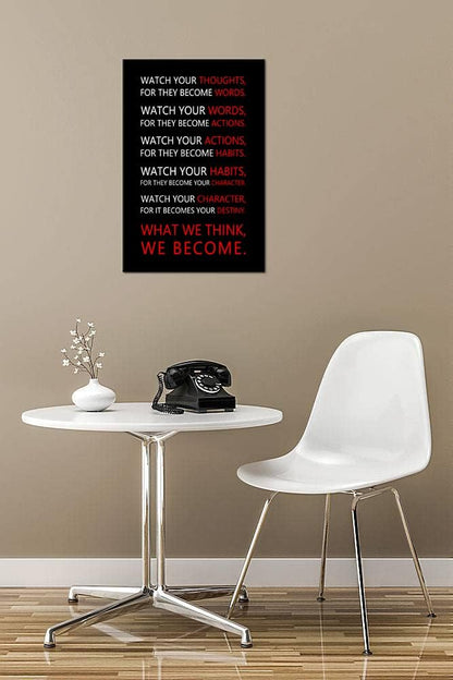 Watch Your Thoughts Inspirational Wall Art Motivational Canvas Painting Inspiring Quotes Posters Prints Artwork Living Room Home Office Classroom Decor Framed Ready to Hang [12''W x 18''H]