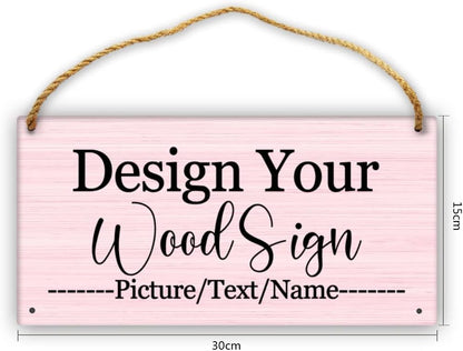 Personalized Rustic Wooden Sign, Custom Plaque Wall Hanging, Art Wood Board Sign for House, Customized Name Sign, Gifts for Family Members Teachers Friends 11.8x5.9 inch