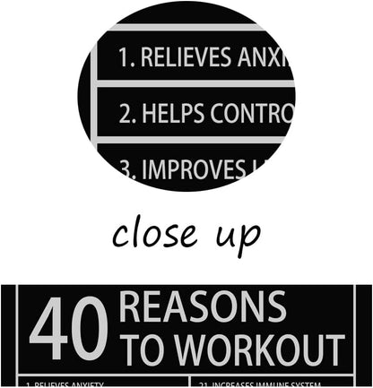 40 Reasons to Workout Inspirational Canvas Painting Motivational Wall Art Inspiration Affirmative Poster Prints Artwork for Living Room Home Decor Office Framed Ready to Hang [12''W x 18''H]