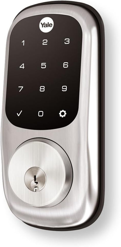 Yale Assure Lock Deadbolt, Satin Nickel Digital Touchscreen Keypad with Z-Wave and Backup Key for Front or Back Entry Door, YRD226-ZW2-619