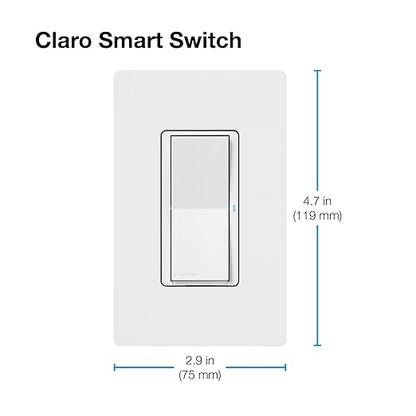 Lutron Claro Smart Light Switch for Caseta Lighting, for LED Lights, Fans, 5 Amp, Single-Pole/3-Way, Neutral Required, DVRF-5NS-GR, Gray