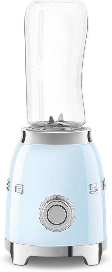 SMEG 50's Retro Style Personal Blender with Backlit Knob and Two 600 ML BPA Free bottles PBF01PBUS Pastel Blue