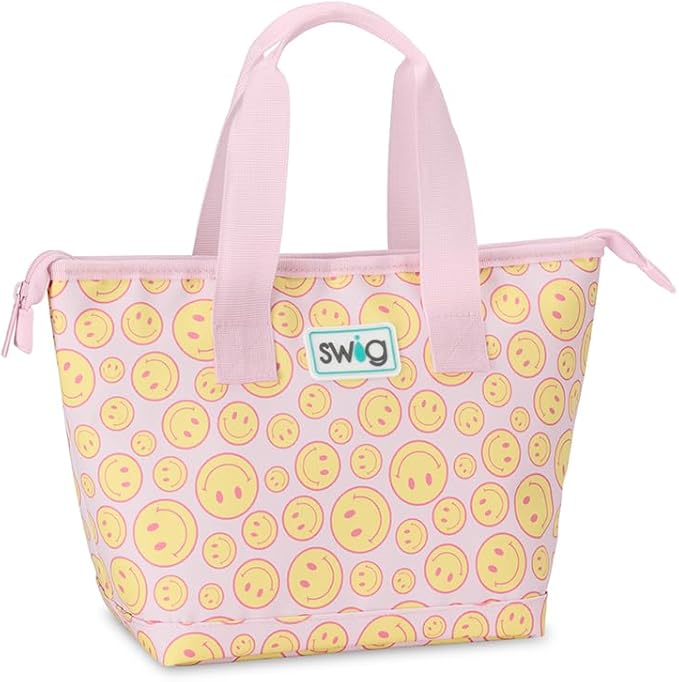 Swig Life Lunchi Lunch Box, Waterproof and Insulated Lunch Box for Women with Wide Bottom, Zipper Closure, Back Pocket and Top Handle in Oh Happy Day