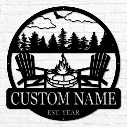 Custom Campfire Sign | Metal Outdoor Sign | Camper Decor | Personalized Camping Gifts | Fire Pit Sign | Outdoor Decor Cabin Sign | Campsite Sign