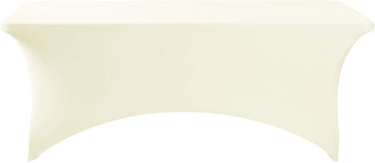 Spandex Table Cover for 6Ft or 4fT or 8ft Table Universal Fitted Stretch Tablecloth for Party, Banquet, Wedding and Events-Ivory