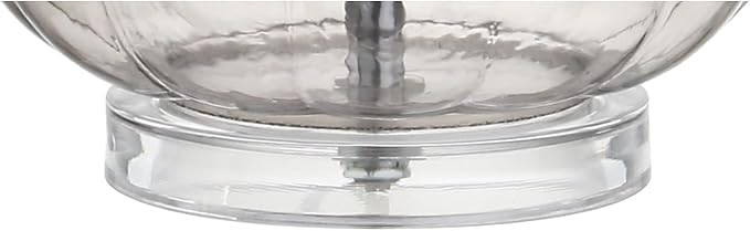 JONATHAN Y 28.5" Smoke Gray Glass Teardrop LED Table Lamp Set of 2 for Living Room Bedroom Nightstand, White Linen Shade Modern Transitional Bedside Desk Lamp (JYL1079D-SET2)