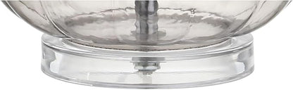 JONATHAN Y 28.5" Smoke Gray Glass Teardrop LED Table Lamp Set of 2 for Living Room Bedroom Nightstand, White Linen Shade Modern Transitional Bedside Desk Lamp (JYL1079D-SET2)