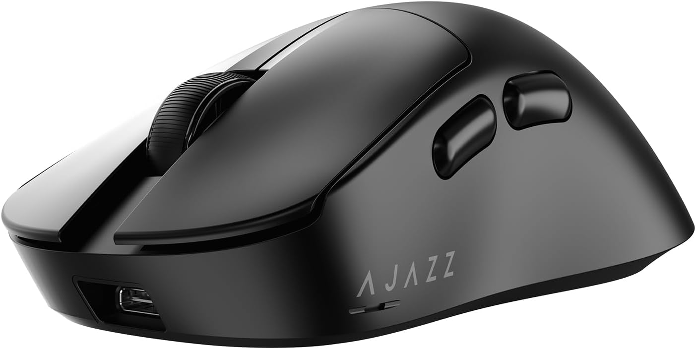 AJ179PRO PAW3395 26000 DPI Gaming Mouse, 8000Hz Polling Rate, 58g Ultra-Light, Tri-Mode (2.4G/Wired/Bluetooth 5.2), Magnetic RGB Charging Dock, Ergonomic Right-Hand Design, Black
