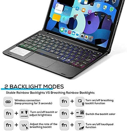 Keyboard Case for iPad 10.2 9th/8th/7th Gen, Rotating Case for iPad9/iPad8/iPad7 with Backlits Touchpad Keyboard-360° Rotatable Smart Cover with Pencil Holder, Rose Gold