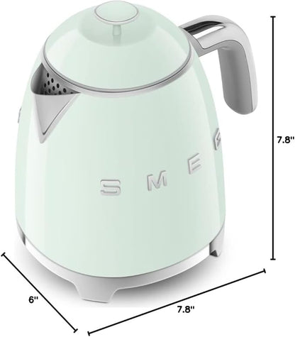 SMEG Mini 50's Retro Style 3 Cup Electric Kettle with Double Wall Anti Slip Base and Water Level Indicator (Pastel Green)