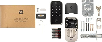 Yale Security Assure Lock 2 Deadbolt, Satin Nickel Keyed Smart Entry Door Lock with Wi-Fi Connected Keypad for Code Entry and Remote Access, YRD410-WF1-619
