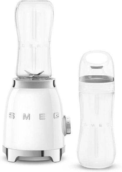 SMEG 50's Retro Style Personal Blender with Backlit Knob and Two BPA 600 ML Free bottles PBF01WHUS