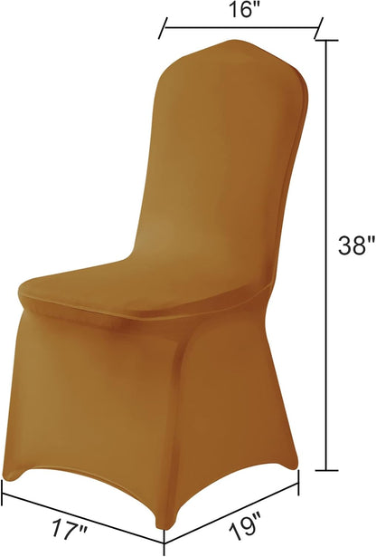 Spandex Chair Covers, 12PCS, Washable Protector for Living Room, Party, Banquet, Wedding, Hotel (Gold)