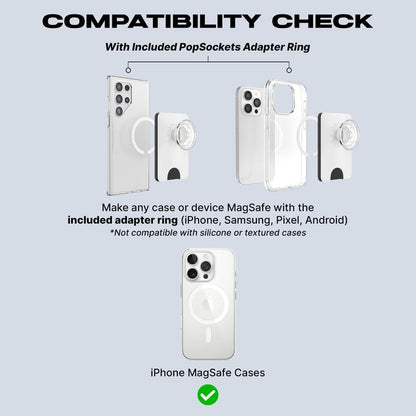 PopSockets Phone Wallet with Expanding Grip and Adapter Ring for MagSafe, Phone Card Holder, Wireless Charging Compatible, Wallet Compatible with MagSafe - Clay