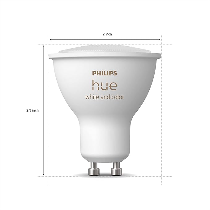 Philips Hue Smart 60W GU10 LED Bulb - White and Color Ambiance Color-Changing Light - 1 Pack - 400LM - Indoor - Control with Hue App - Works with Alexa, Google Assistant and Apple Homekit, 584656