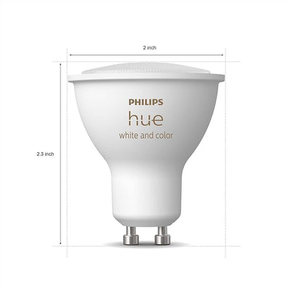 Philips Hue Smart 60W GU10 LED Bulb - White and Color Ambiance Color-Changing Light - 1 Pack - 400LM - Indoor - Control with Hue App - Works with Alexa, Google Assistant and Apple Homekit, 584656
