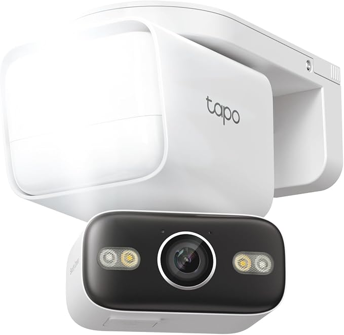 Tapo 2K Outdoor Pan/Tilt Wired Floodlight Security Camera - 1500 Lm Dimmable, 360° AI Motion Tracking, Person/Vehicle Detection, 24/7 Recording, Subscription-Free Local Storage or Optional Cloud, C710