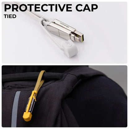 Rolling Square inCharge XL 30cm - USB C Charger Cable, Lightning for Smartphone, Universal 6 in 1, USB Plug, Glacier White, 100W