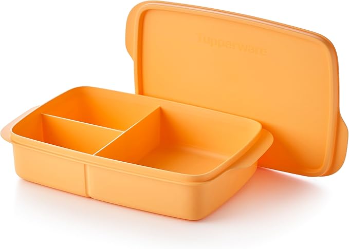 Tupperware Lunch-It Portion & Go Lunch Box Food Storage Container in Orange, Dishwasher Safe and BPA Free (4 Cups/1L)