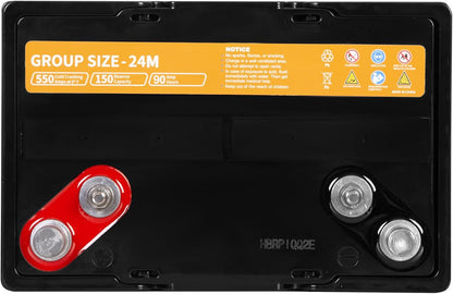 Weize Dual Purpose AGM Battery BCI Group 24M, Starter & Deep Cycle 150RC 550CCA 12V 90AH Sealed Marine & RV Battery