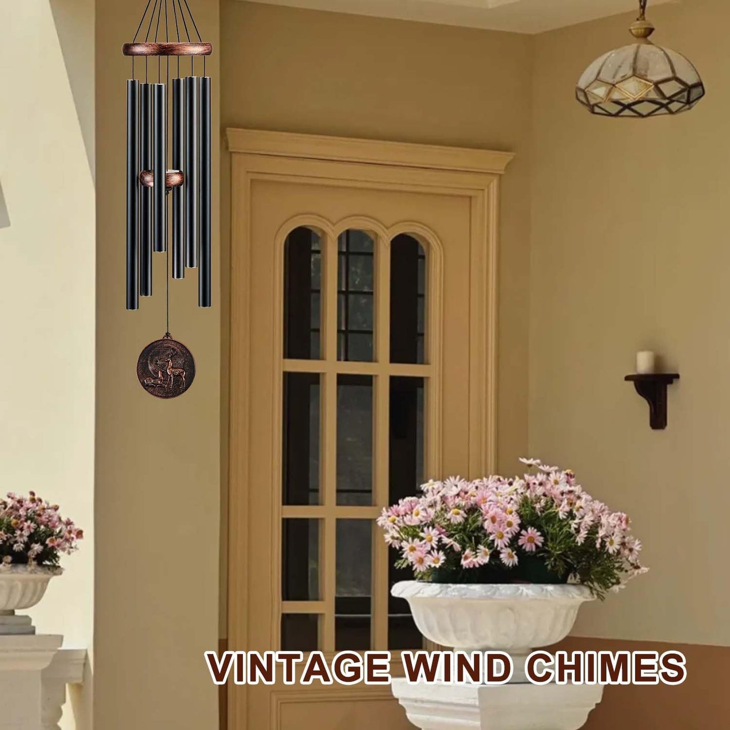 Wind Chimes for Outside, Deer Deep Tone Vintage Wind Chime Outdoor Clearance, Sympathy/Memorial/Festivals/Birthday Gift for Mom Dad Grandma, Home Garden Patio Decor (34" Deer)