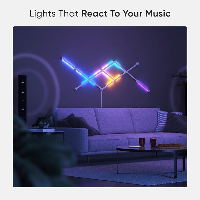 Nanoleaf Lines WiFi Smart RGBW 16M Color LED Dimmable Gaming and Home Decor Wall Lights Smarter Kit (60 Degree Smarter Kit (9 Lines))