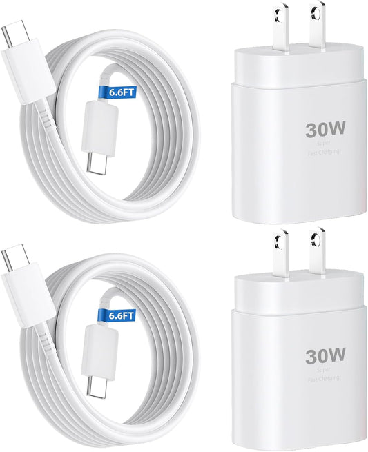 30W Phone 16 15 Charger Fast Charging,USB-C Wall Fast Charger Block Adapter with 6.6Ft USB C to C Fast Charging Cable Cord for Phone 16 15 Pro/16 15 Pro Max/15 Plus,Pro 12.9,Samsung Galaxy S24 Ultra