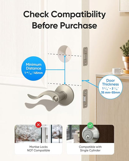 eufy Security Smart Lock C220, Fingerprint Keyless Entry Door Lock, Built-in Wi-Fi, App Remote Control, Front Door Smart Lock Deadbolt, 8Months Battery, Reliable Power, IP53, Black, Traditional