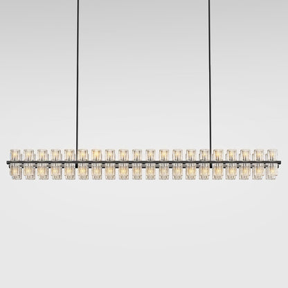Crystal Black Rectangular Chandelier Light Fixture,72 in Large Dining Room Chandelier Over Table,Modern Chandeliers for Living Room,Arcachon Chandeliers,Kitchen Island,Includes 80xG4 Bulbs