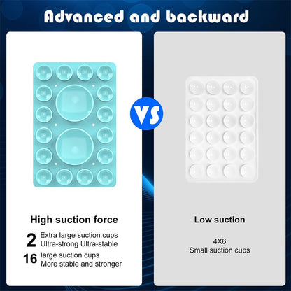 Silicone Suction Phone Holder Mount,Silicon Adhesive Phone Accessory for iPhone and Android, Hands-Free Mirror Shower Phone Holder,TikTok Videos and Selfies (Light Blue, Single Sided)